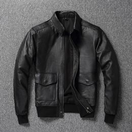 Men's Leather Faux YRClassic air force A2 style genuine leather coatmen bomber cowhide jacket super sales 230325