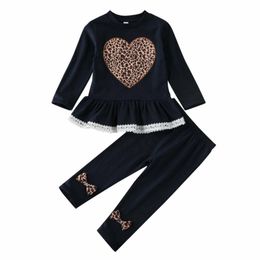Clothing Sets Fashion Unisex Set Born Baby Girls Full Sleeve Lace Long-sleeved Love Dress Trousers Winter 2pcs 1-6 Years