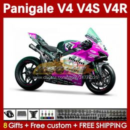 Injection Mould Fairings For DUCATI Street Fighter Panigale V4S V4R V 4 V4 S R 2018 2019 2020 Bodywork 41No.100 V4-S V4-R V-4S 18 19 20 V-4R 18-22 Motorcycle Body white pink