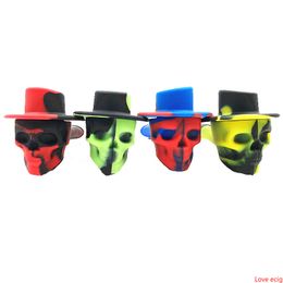 Skull Design Silicone Hand Pipe Bongs Water Heady Pyrex Spoon Metal Bowl Smoking Oil Rig Dab Burner Tobacco Pocket Rubber Cigarette Pipe