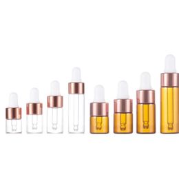 Refillable Brown Clear Mini Cosmetic Packaging Glass Travel Bottles 1ml 2ml 3ml 5ml with Gold Blue Red Purple Lids