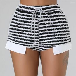 Women's Shorts Weird Puss Hairy Side Split Women Zebra Print Skinny Lace Up 2023 Fashion Wild Casual Streetwear Elastic Mini Bottoms