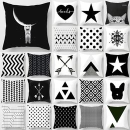 Pillow Black White Geometry Throw Case Peach Skin Velvet Sofa Car Cover Pillowcase Office Home Bedroom Decoration