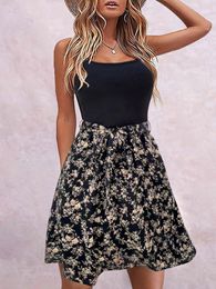 Ethnic Clothing Women's Summer Casual Floral Sundress Sleeveless Vintage Patchwork Mini Tank Dress Boho Beach Tshirt 2023 230324