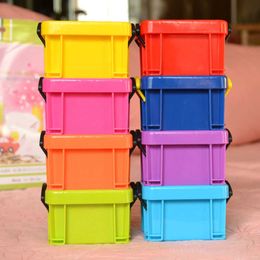 Storage Boxes Bins 8.7*6.5*5.2cm Mini Glitter Lock Box With Handle Cute Plastic Rectangular Toy Clothes Sundries Storage Organiser Household Office P230324