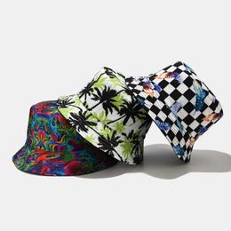 Wide Brim Hats INS Double-sided Can Wear Multi-color Printed Fisherman Hat Women Spring and Summer Outdoor Sun Visor Male Bob casquette homme P230311