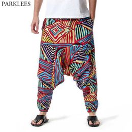 Men's Pants Men's Hippie Baggy Boho Yoga Harem Pants Dizziness African Pattern Print Genie Sweatpants Cotton Casual Hip Hop Ankara Pants W0325