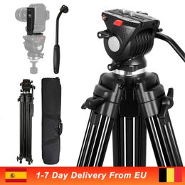 Tripods 190cm Professional Video Camera Tripod Heavy Duty Aluminium with 360 Degree Fluid Head for DSLR Camcorder Cameras 230325