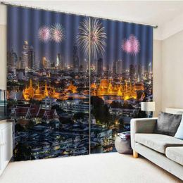 Curtain Luxury Blackout Living Room Bedroom Drapes Customised Size Blue Curtains Building Print 3d Curtains1