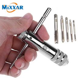 ZK30 Drop Ship 5Pcs/set Adjustable 3-8mm T-Handle Ratchet Tap Wrench With M3-M8 Machine Screw Thread Metric Plug Machinist Tool