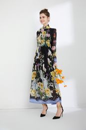 Runway Dresses runway dress European-American style 2023 spring/summer new style swing skirt temperament slim chiffon printed dress