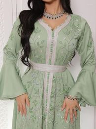 Ethnic Clothing India Turkey Muslim Abaya Dresses Women Elegant Diamond Wedding Evening Party Dress Lace Belted Jilbab Morocco Caftan Robe