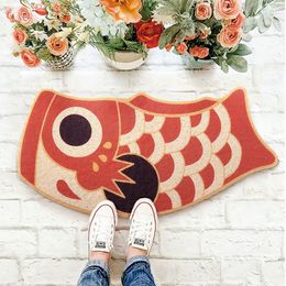 Carpet Welcome Doormat Red Carp Entrance Hallway Carpet Rectangle Printed Non-Slip Floor Rugs Front Door Mat Outdoor Mat Rugs Carpet 230324