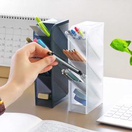 Storage Boxes Bins Oblique Insertion Type Frosted Pen Holder Desktop Shelf Desktop Storage Box Cosmetic Brush Storage Organizer Accessories P230324