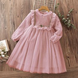 Girl's Dresses Embroidery Lace for Girls Party Elegant Dress Kids Princess Costume Teenagers Children Clothes Vestidos 6 8 10 12 Years