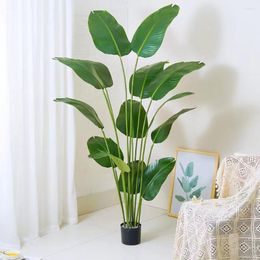 Decorative Flowers Home Decoration Artificial Plantain Leaf Plant Large Green Fake Plants Wedding Flower Pots Branches Garden Table Outdoor