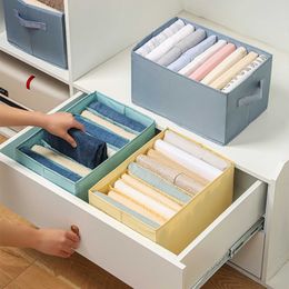 Storage Boxes Bins Plastic Foldable Pants Clothes Storage Box Washable Jeans Storage Organizers Dividers Drawer Wardrobe OrganizerHome Supplies P230324