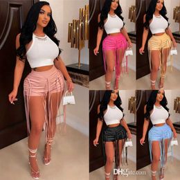 Womens Sexy Tassel PU Leather Pants Fashion Leather Rope Woven Low Waist Shorts 2023 Summer New Products