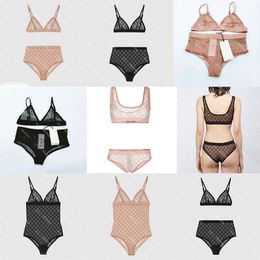 4 Styles Letter Embroidered Lingeries Sexy Lace Sleepwear for Women INS Designer V Neck Underwear Women Bra Briefs Set