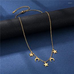 Pendant Necklaces Arrival Gold Colour Star Moon Necklace For Women Stainless Steel Retro Crescent Femme Christmas Gift Jewellery