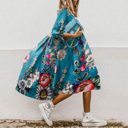 Casual Dresses Floral Half Sleeve Woman Dress Beach Loose A-Line Summer Women Round Neck Party DressCasual