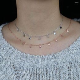 Pendant Necklaces Rose Gold Color Disc Round Dirp Dots Charms Necklace For Women Minimal Delicate 35 10cm Multi Layer Sexy Choker