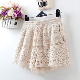 Women's Shorts Female Trend Cotton Yarn Crochet Summer Beach Bali Shorts Women Fashion West Prarie Bohemian Boho Tribal Ethnic Ibiza Short 230325