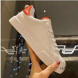 Fashion men and women pearl buckle flat sneakers leather round toe lace-up casual shoes all season runway shoes mkjkjk00001