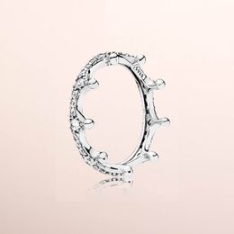 Sparkling Crown Stacking Ring for Pandora 925 Sterling Silver Wedding designer Jewelry For Women Girlfriend Gift CZ Diamond Rings with Original Retail Box