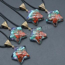 Star Shape Natural Stone Orgonite Necklace for Women Energy 7 Chakras Chips Crystal Orgone Pendant Necklace Healing Jewelry