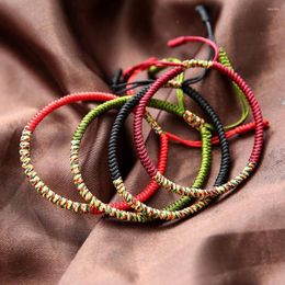 Charm Bracelets 4pcs Handmade Unique Design Bracelet Multi Colour Adjustable Tibetan Buddhist Knots Good Lucky Rope For Women Jewellery