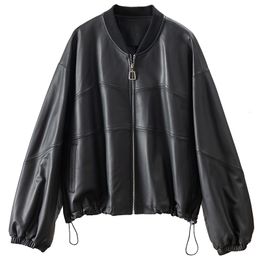 Women's Jackets Highquality Casaco Feminino Genuine Leather Jacket Sheepskin High Street Zipper Spliced OVERSIZED Loose Coat 230324