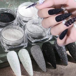 Nail Glitter 2023 Black/Silver Iridescent Sugar Powder 1-Jar Shinning UV Gel Polish Chrome Manicure Dust NT-25454