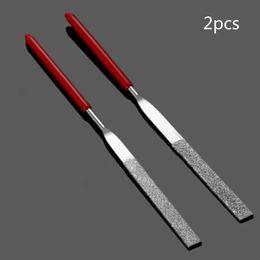 2pcs Diamond File Set Plastic Handle Metal Stone Grinding Flat Needle DIY Wood Rasp Jewelry Polishing