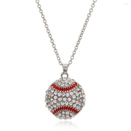 Pendant Necklaces 1PC Fashion Crystal Volleyball Shape Necklace Link Chain Sports Jewelry For Teen Girls