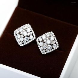 Backs Earrings Fashion Square Shape Non Pierced With Cubic Zircon For Bridal Wedding Party Jewelery No Hole Clip Earings Bijoux Gi