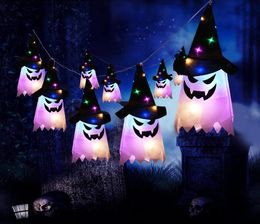 Halloween Decoration LED Flashing Light Gypsophila Ghost Festival Dress Up Glowing Wizard Ghost Hat Lamp Decor Hanging Lantern C082667228