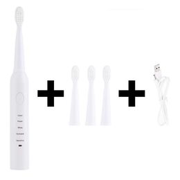 Ultrasonic Sonic Electric Toothbrush Rechargeable Tooth Brushes Washable Electronic Whitening Teeth Brush With 4Pcs Replacement Head DHL