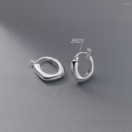 Hoop Earrings Real 925 Sterling Silver Minimalist Small Ear Buckle For Women Lady Temperament Ins Wind Accessories Jewellery