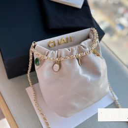 Women Classic Mini Quilted 22 Shopping Bag Coin Genuine Leather Gold Thin Chain Chain Shoulder Bag Bucket Bag Designer Portable Diagonal Span Bags Makeup Box 16x17cm