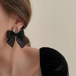 Dangle Earrings Jewellery Korean Sweet Black White Bowknot Women Fabric Lace Bow Fashion Drop Gift Wholesale