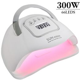 Nail Dryers 300W High Power SUN X12 MAX UV LED Lamp for Manicure Gel Polish Drying Machine with Large LCD Touch 66LEDS Smart Dryer 230325