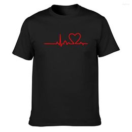 Men's T Shirts Graceful Heartbeat Love Printed Harajuku Shirt Comical Spring Graphic Tee Clothing Round Neck Customised Slim