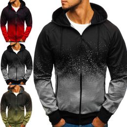 Men's Hoodies & Sweatshirts Stylish 3D Digital Printing Men Hoodie Gradient Colour Coat Zipper Closure Long Sleeve Loose Sweatshirt Streetwea