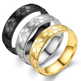 Fashion Football Pattern Sport Rings For Women Men 6MM Stainless Steel Couple Ring Female Party Jewelry Gift