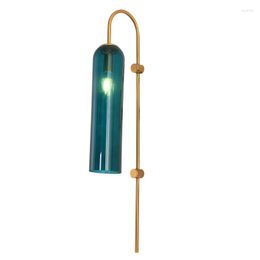 Wall Lamp Nordic Post Modern Retro Led Gold Creative Blue And White Glass Tube Light Living Room Bedroom El Lobby Home