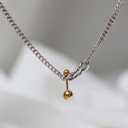 Chains Stainless Steel Balance Ball Necklace For Men Women Match Chain Thick Clavicle Gold And Sliver Colour Titanium