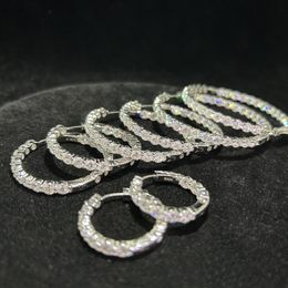 25mm-55mm Diameter Charming Earrings 925 Sterling Silver Studs Bling Moissanite Diamond Hoops Earrings Jewellery for Girls Women Nice Gift