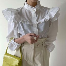 Women's Blouses Alien Bottom Shirt Women Ruffles Patchwork Chic Fashion 2023 Spring Full Sleeves Slim Sweet OL Work Wear Tops