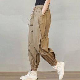 Pantaloni da donna s 6xl di grandi dimensioni casual 2023 abbigliamento da lavoro ad alta vita estate sport sport legare i pantaloni per lanterna 230325